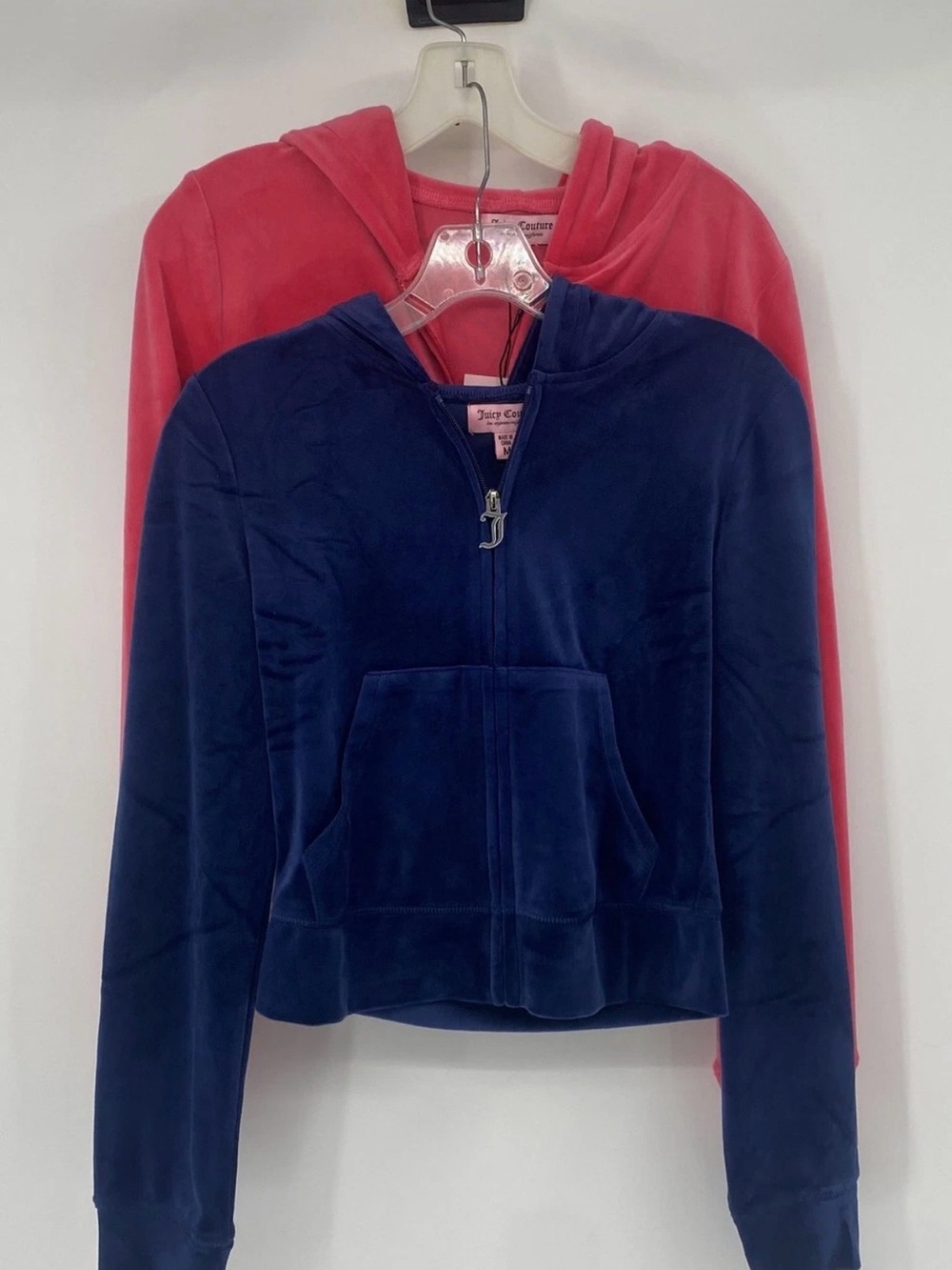 Juicy Couture Bubblegum Pink and blue Velour Zip-Up Hoodie NWT lot of 2